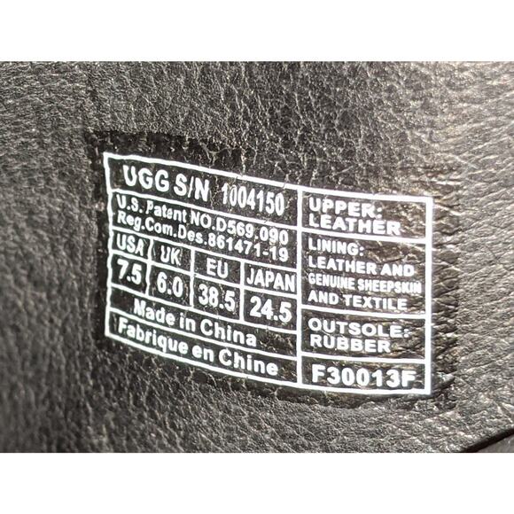 UGG Jardin Women's Black Leather Platform Heeled Boots Side Zip 1004150 Size 7.5 - Picture 9 of 9